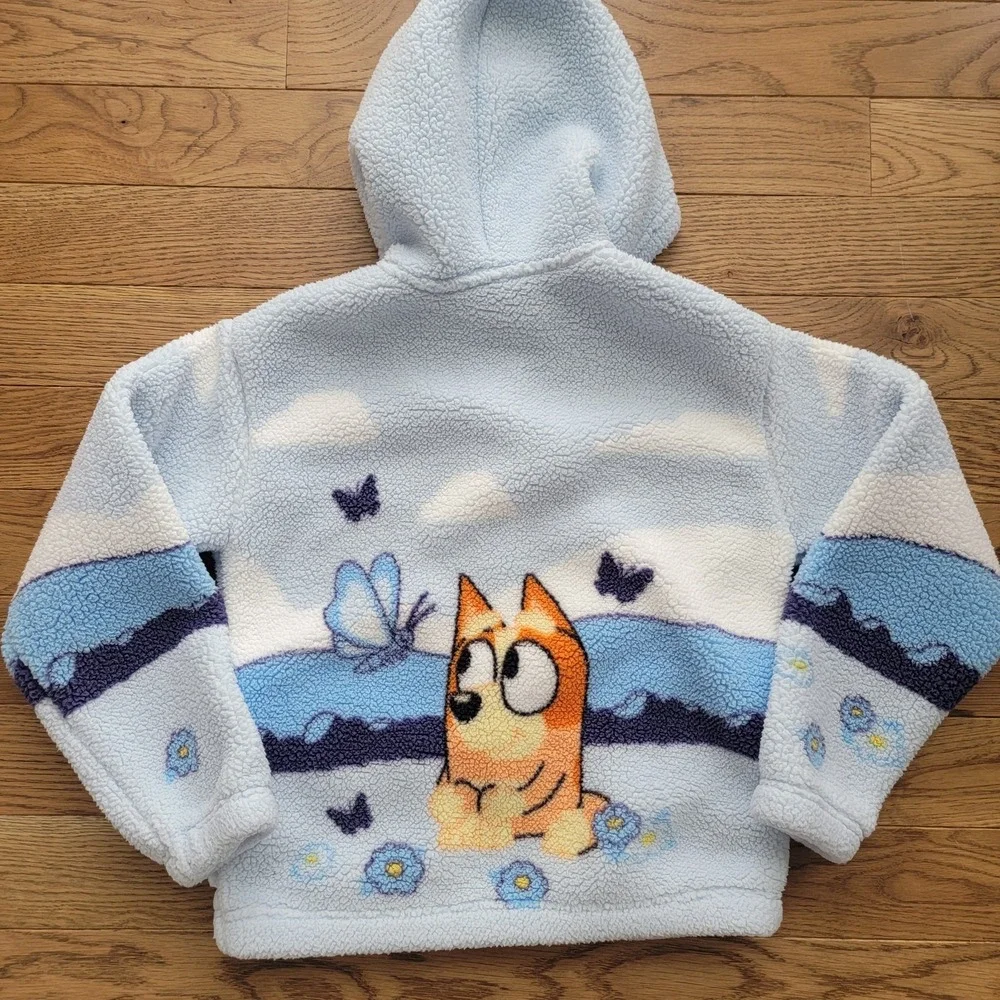 BLUEY BINGO Butterflies Soft Plush Jacket Girls Size 7/8 BBC STUDIOS LUDO